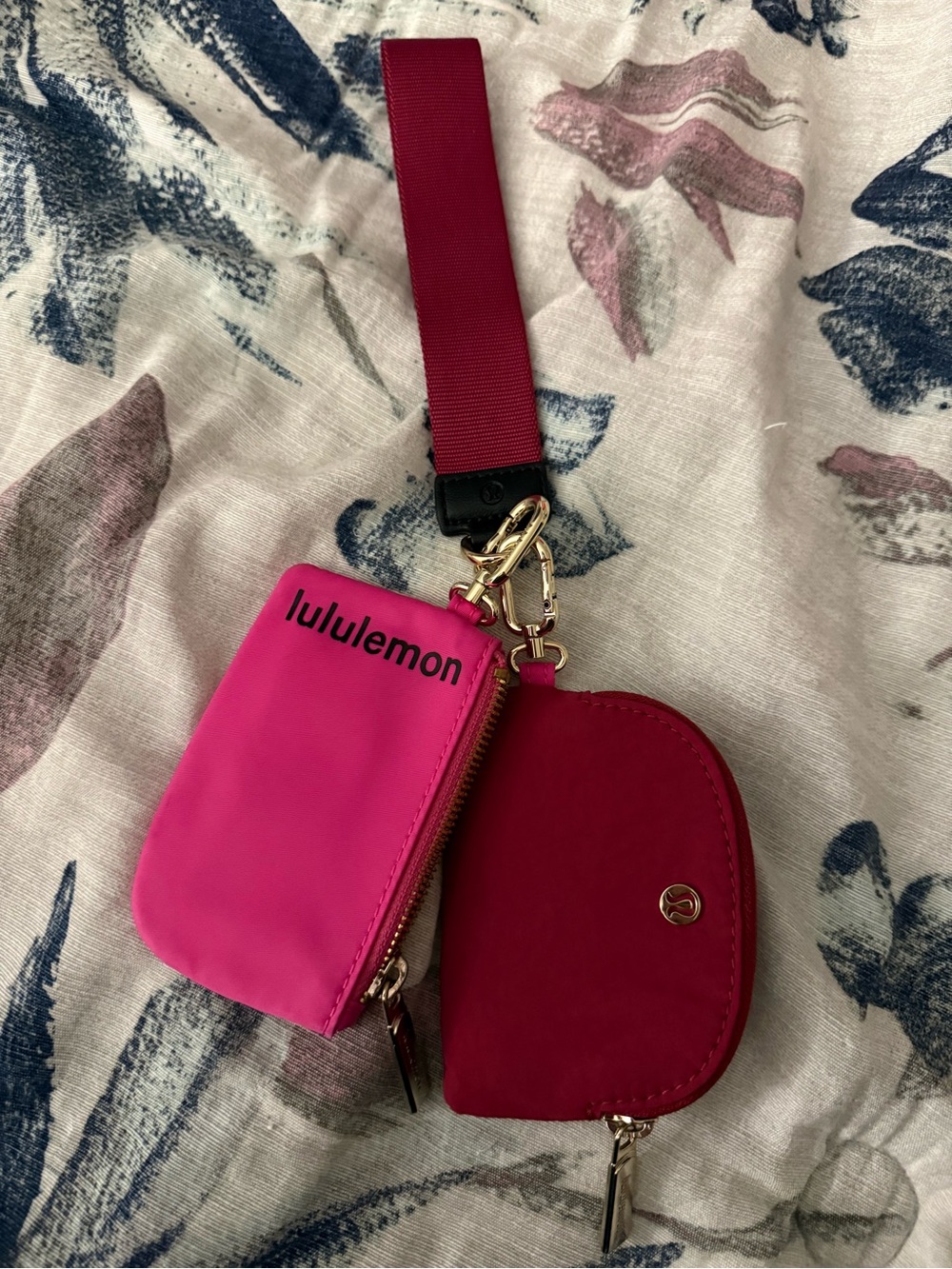 Lululemon Dual Pouch wristlet Sonic Pink/Pomegranate/Black